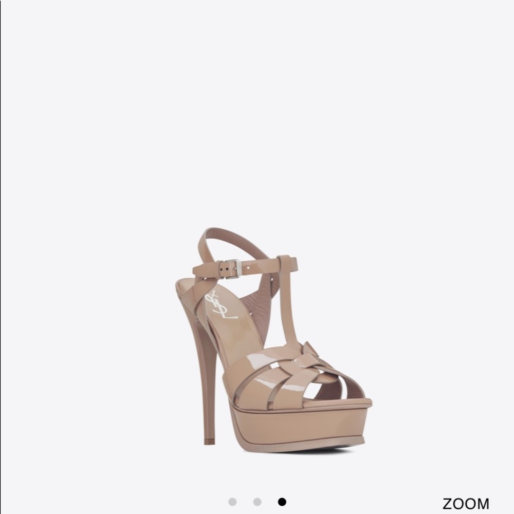 YSL NUDE patent leather tribute platform sandals size 41